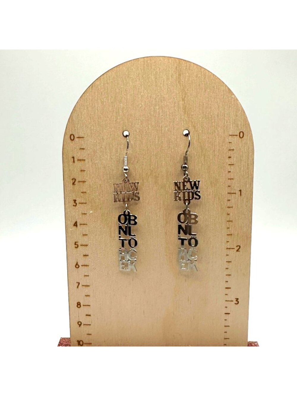 New Kids on the Block 90's N.K.O.T.B. Silver Tone Dangle Earrings NEW NKOTB